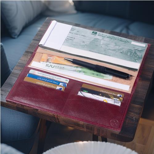 Porte Chéquier en Cuir Véritable