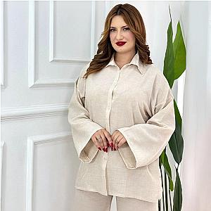 Ensemble en Lin à Manches Carrées