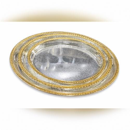 Lot de 3 Plateaux Ovales Dorés